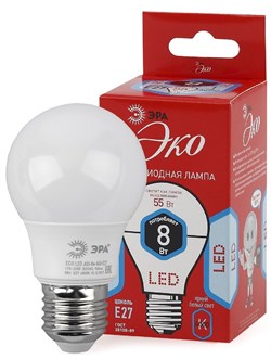 Лампа светодиодная  ЭРА LED smd A55-8w-840-E27 ECO 4000К - фото 17495