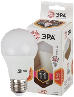 Лампа светодиодная  ЭРА LED smd A60-11w-827-E27 2700К - фото 17568