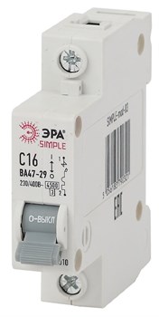 1P 16А (C) 4,5кА ВА 47-29 SIMPLE-mod-03 ЭРА SIMPLE Автоматический выключатель - фото 21045