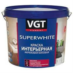 Краска VGT Супербелая интерьерная влагостойкая ВД-АК-2180, 1,5кг (6шт) - фото 24446