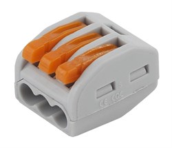 NO-222-23 Клемма СМК, серия 413, с рычагом, 3 отверстия, 0.08-2.5мм2 (упак. 2 шт.)