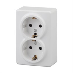 11-2205-01 ЭРА Розетка 2х2P+E Schuko,16АХ-250В, ОУ, Эра Эксперт, белый (двухместная с заземлением) - фото 27995