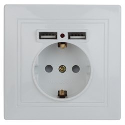 1-410-01  Intro Розетка+USB, IP20, СУ, Plano, белый Под заказ