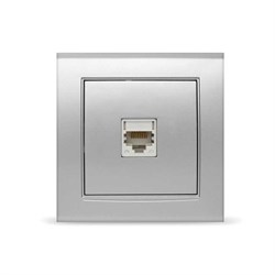 Розетка компьютерная одноместная  UNIVersal Бриллиант  с/у,1А,RJ45,серебро(еврослот), - фото 28254