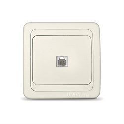 Розетка телефонная одноместная  UNIVersal  серия  Валери ,с/у, 1А, RJ12,  слоновая кость  (ivory), ( - фото 28393