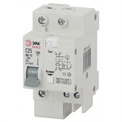 SIMPLE-mod-31 ЭРА SIMPLE АВДТ 1P+N 25А 30мА тип АС х-ка