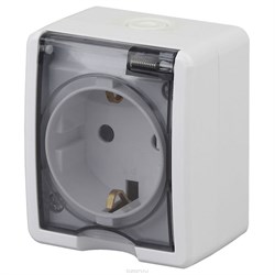 11-2401-01 ЭРА Розетка 2P+E IP54,16АХ-250В, ОУ, Эра Эксперт, белый (одноместная с заземлением) - фото 28699