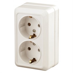 2-204-02 Intro Розетка 2х2P+E Schuko, 16А-250В, IP20, ОУ, Quadro, сл.кость (10/100/1800) Под заказ - фото 29272