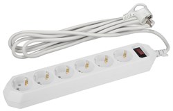 Сетевой фильтр USF-6es-5m-W-BOX ЭРА (белый) с/з 3x0,75мм2 с выкл, 6гн 5м - фото 29493