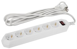 Сетевой фильтр USF-6es-3m-W-BOX ЭРА (белый) с/з 3x0,75мм2 с выкл, 6гн 3м - фото 29500