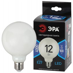 Лампа светодиодная ЭРА F-LED G95-12w-840-E27 OPAL ЭРА (филамент, шар опал, 12Вт, нетр, E27) - фото 29705
