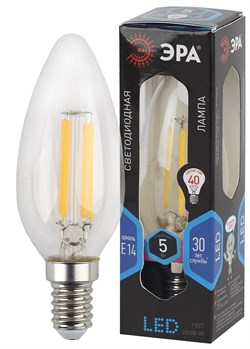 Лампа светодиодная  ЭРА F-LED B35-5w-840-E14 ЭРА (филамент, свеча, 5Вт, нейтр, E14) - фото 29748