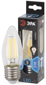 Лампа светодиодная  ЭРА F-LED B35-5w-840-E27 ЭРА (филамент, свеча, 5Вт, нейтр, E27) - фото 29749