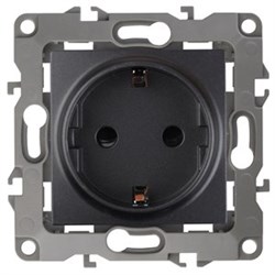 12-2101-05 ЭРА Розетка 2P+E Schuko,16А-250В, Эра12, антрацит (одноместная с заземлением) - фото 30183