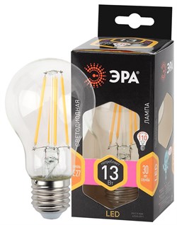 Лампа светодиодная  ЭРА F-LED A60-13W-827-E27 ЭРА (филамент, груша, 13Вт, тепл., Е27) - фото 31040