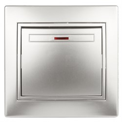 1-102-03 Intro Выключатель, 10А-250В, IP20, СУ, Plano, алюминий - фото 31528