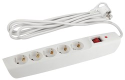 Сетевой фильтр SFX-5es-2m-W ЭРА (белый) с/з 10А,с выкл, 5гн,2м Россия