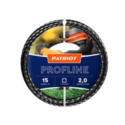 Леска PATRIOT Profline D 2,0 мм L 15 м (скрученный квадрат, черный) 200-15-5  на пластиковой обойме - фото 32512