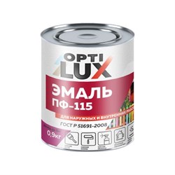 Эмаль ПФ-115 Стандарт ОПТИЛЮКС красная 0,9 кг (14шт/уп) ГОСТ