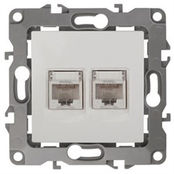 12-3108-02 ЭРА Розетка информационная двойная 2хRJ45, IP20, Эра12 слоновая кость - фото 33527