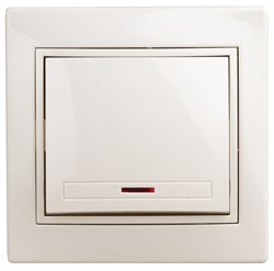1-102-02 Intro Выключатель с подсветкой, 10А-250В, IP20, СУ, Plano, сл.кость (10/200/2400) Под заказ - фото 33602