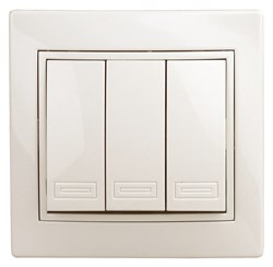 1-106-02 Intro Выключатель тройной, 10А-250В, IP20, СУ, Plano, сл.кость (10/200/2400) Под заказ - фото 33604