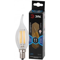 Лампа светодиодная  ЭРА F-LED BXS-11w-840-E14 ЭРА (филамент, свеча на ветру, 11Вт, нетр, E14 - фото 33889