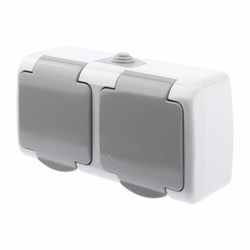 5-204-03 Intro Atlantic Розетка двойная с заземлением 2х2P+E Schuko, 16А-250В, IP54, открытой устано - фото 33924