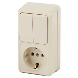 2-706-02 Intro Блок розетка+выкл. двойной верт., 10(16)А-250В, IP20, ОУ, Quadro, сл.кость Под заказ - фото 34397