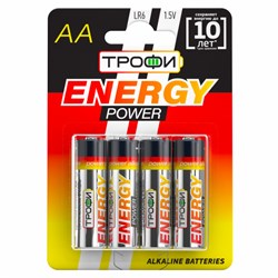 Элемент питания Трофи LR06-4BL ENERGY POWER Alkaline (АА, пальчиковые) (4шт/уп) - фото 34980