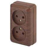 2-203-10 Intro Розетка 2х2P, 16А-250В, IP20, ОУ, Quadro, венге - фото 35390