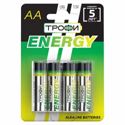 Элемент питания Трофи LR06-4BL ENERGY Alkaline (АА, пальчиковые) (4шт/уп) - фото 35407