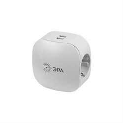 Тройник ЭРА SP-3e-USB-2A на 3 розетки + 2 USB с/з со шторками 16А белый Под заказ - фото 35642