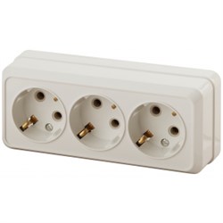 2-206-02 Intro Розетка 3х2P+E, 16А-250В, IP20, ОУ, Quadro, сл.кость (7/140/1680) Под заказ - фото 35981