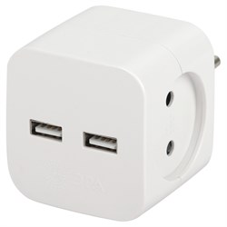 Тройник ЭРА SP-2-USB-W на 2 розетки 220V+2xlUSB 2400mA.б/з 10А,белый Под заказ - фото 37431