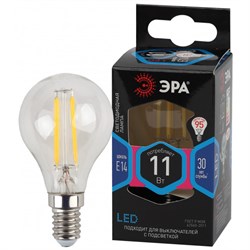Лампа светодиодная  ЭРА F-LED P45-11w-840- Е14 ЭРА (филамент, груша, 11Вт, нейтр, Е14) - фото 38092