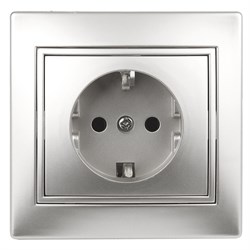 1-202-03 Intro Розетка 2P+E Schuko, 16А-250В, IP20, СУ, Plano, алюминий - фото 38473