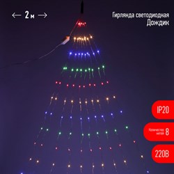 Гирлянды ENIN -2NM ЭРА LED  Дождик 10 нитей 2 метра мультиколор 220V - фото 38727