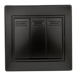 1-106-05 Intro Выключатель тройной, 10А-250В, IP20, СУ, Plano, антрацит - фото 39259