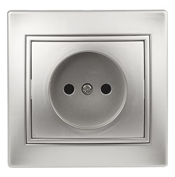1-201-03 Intro Розетка 2P, 16А-250В, IP20, СУ, Plano, алюминий - фото 39473