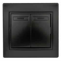 1-104-05 Intro Выключатель двойной, 10А-250В, IP20, СУ, Plano, антрацит - фото 39476