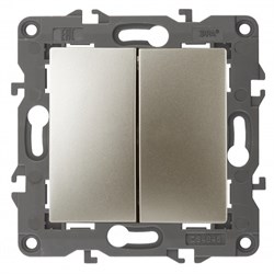 14-1104-04  ЭРА Выключатель двойной, 10АХ-250В, IP20, Эра Elegance, шампань Под заказ