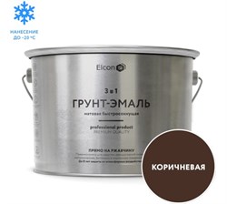 Грунт-эмаль по ржавчине Elcon 3 в 1 матовая коричневая RAL 8017 2 кг (4шт) - фото 39749