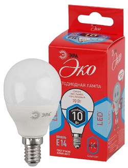 Лампа светодиодная  ЭРА LED smd P45-10w-840-E14 R 4000К - фото 40796