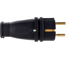 Вилка Vх10-B-IP44 ЭРА каучуковая c/з 16А IP44 прямая черная - фото 40905