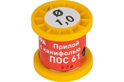 Припой с канифолью для пайки ПОС 61 трубка O 1.0 мм, катушка 50 гр ЭРА PL-PR04-50 - фото 42318