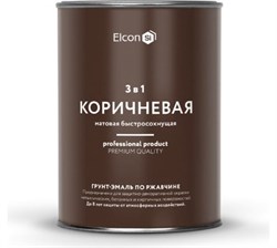 Грунт-эмаль по ржавчине Elcon 3 в 1 матовая красно-коричневая RAL 3009 0,8 кг (12шт) - фото 42812