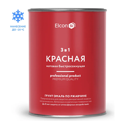 Грунт-эмаль по ржавчине Elcon 3 в 1 матовая красная RAL 3020 0,8 кг (12шт) - фото 42815