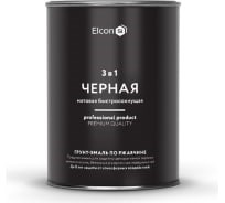 Грунт-эмаль по ржавчине Elcon 3 в 1 глянцевая черная RAL 9005 0,8 кг (12шт) - фото 43585