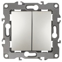 12-1004-15  ЭРА Выключатель двойной,10АХ-250В, IP20, без м. лапок, Эра12, перламутр - фото 44511